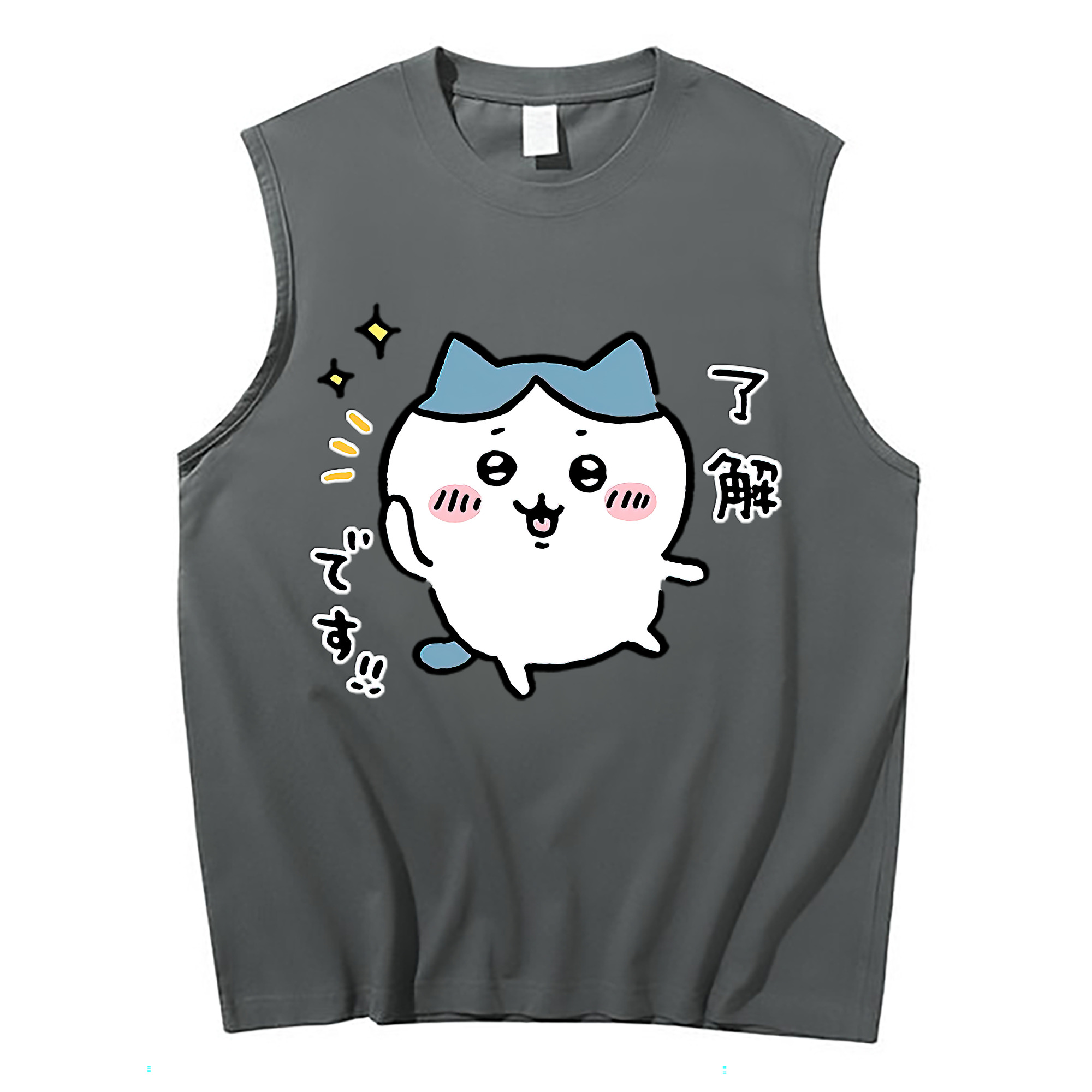 （画像用） ちいかわ ハチワレ Chii-kawa hachiware コットン100％タンクトップ（フロントプリント）